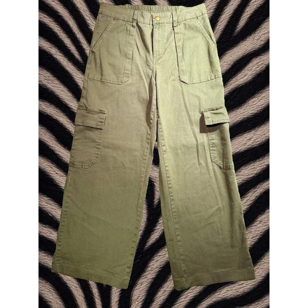 Olive Green Wide Leg Cargo Pants - M